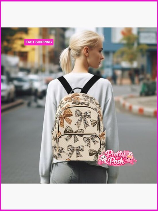 Leopard Bows Mini Backpack Purse Travel Lightweight Daypack